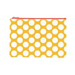 Sunny Yellow Polkadot Cosmetic Bag (Large) from ArtsNow.com Front