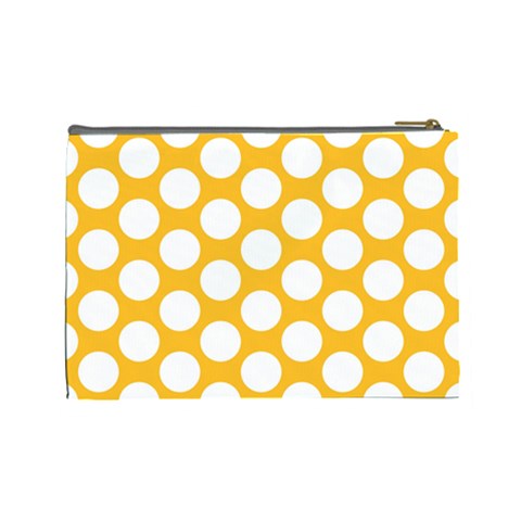 Sunny Yellow Polkadot Cosmetic Bag (Large) from ArtsNow.com Back