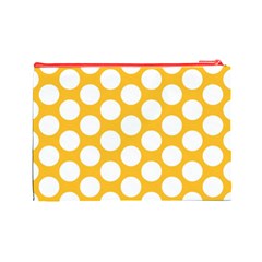 Sunny Yellow Polkadot Cosmetic Bag (Large) from ArtsNow.com Back