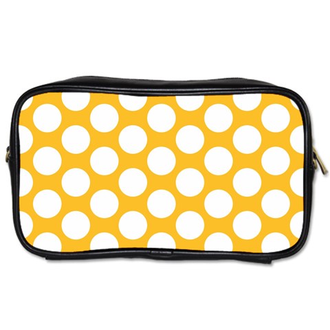 Sunny Yellow Polkadot Travel Toiletry Bag (One Side) from ArtsNow.com Front