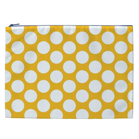 Sunny Yellow Polkadot Cosmetic Bag (XXL) from ArtsNow.com Front