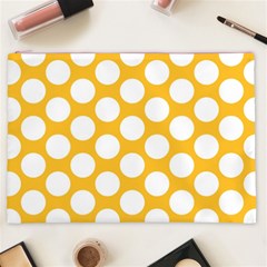 Sunny Yellow Polkadot Cosmetic Bag (XXL) from ArtsNow.com Front