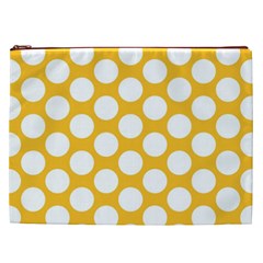 Sunny Yellow Polkadot Cosmetic Bag (XXL) from ArtsNow.com Front