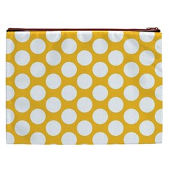 Sunny Yellow Polkadot Cosmetic Bag (XXL) from ArtsNow.com Back