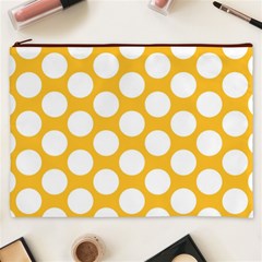 Sunny Yellow Polkadot Cosmetic Bag (XXXL) from ArtsNow.com Front