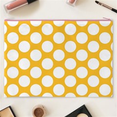 Sunny Yellow Polkadot Cosmetic Bag (XXXL) from ArtsNow.com Back