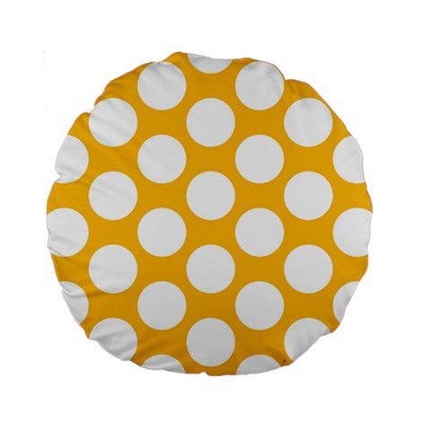 Sunny Yellow Polkadot 15  Premium Round Cushion  from ArtsNow.com Back