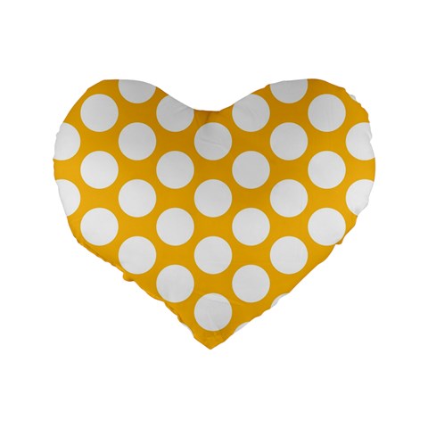 Sunny Yellow Polkadot 16  Premium Heart Shape Cushion  from ArtsNow.com Back