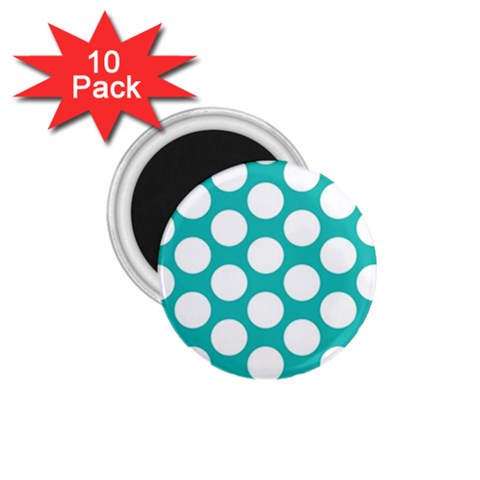 Turquoise Polkadot Pattern 1.75  Button Magnet (10 pack) from ArtsNow.com Front