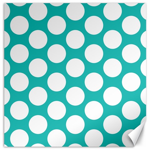 Turquoise Polkadot Pattern Canvas 16  x 16  (Unframed) from ArtsNow.com 15.2 x15.41  Canvas - 1