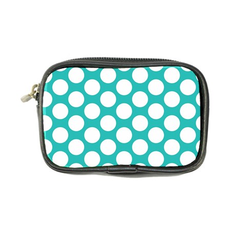 Turquoise Polkadot Pattern Coin Purse from ArtsNow.com Front