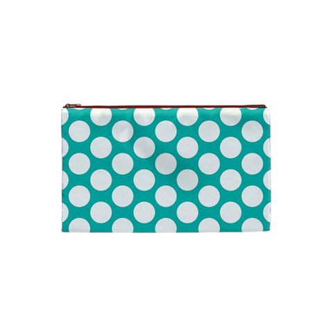 Turquoise Polkadot Pattern Cosmetic Bag (Small) from ArtsNow.com Front