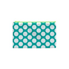 Turquoise Polkadot Pattern Cosmetic Bag (Small) from ArtsNow.com Front