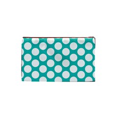 Turquoise Polkadot Pattern Cosmetic Bag (Small) from ArtsNow.com Back