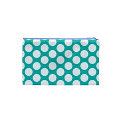 Turquoise Polkadot Pattern Cosmetic Bag (Small) from ArtsNow.com Back