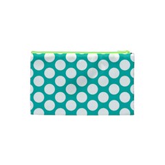 Turquoise Polkadot Pattern Cosmetic Bag (Small) from ArtsNow.com Back