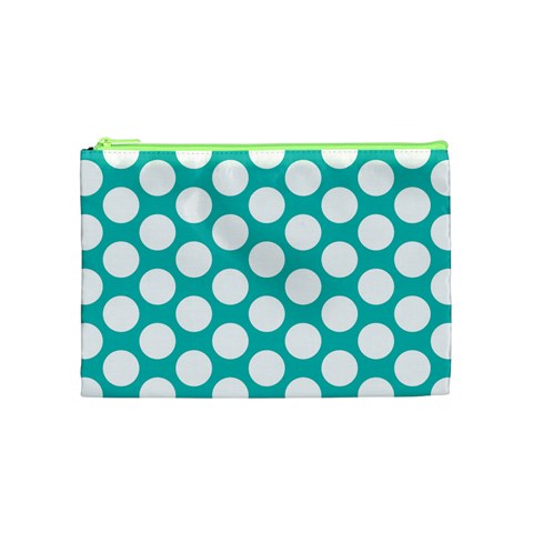 Turquoise Polkadot Pattern Cosmetic Bag (Medium) from ArtsNow.com Front