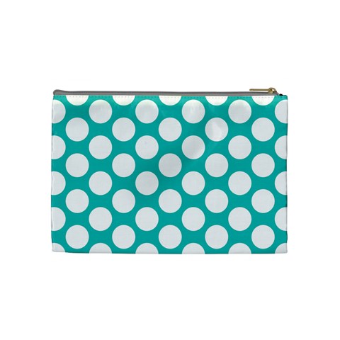 Turquoise Polkadot Pattern Cosmetic Bag (Medium) from ArtsNow.com Back