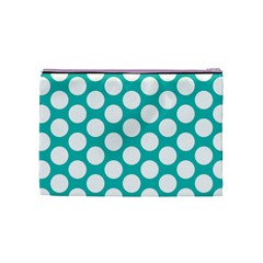 Turquoise Polkadot Pattern Cosmetic Bag (Medium) from ArtsNow.com Back