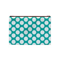 Turquoise Polkadot Pattern Cosmetic Bag (Medium) from ArtsNow.com Back