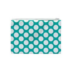 Turquoise Polkadot Pattern Cosmetic Bag (Medium) from ArtsNow.com Back