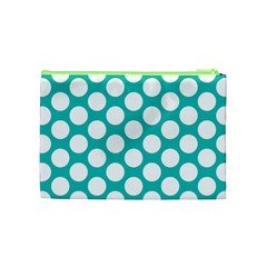 Turquoise Polkadot Pattern Cosmetic Bag (Medium) from ArtsNow.com Back