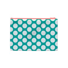 Turquoise Polkadot Pattern Cosmetic Bag (Medium) from ArtsNow.com Back