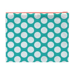 Turquoise Polkadot Pattern Cosmetic Bag (XL) from ArtsNow.com Back