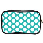 Turquoise Polkadot Pattern Travel Toiletry Bag (One Side)