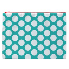 Turquoise Polkadot Pattern Cosmetic Bag (XXL) from ArtsNow.com Front