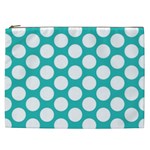 Turquoise Polkadot Pattern Cosmetic Bag (XXL)