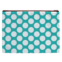 Turquoise Polkadot Pattern Cosmetic Bag (XXL) from ArtsNow.com Back