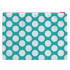 Turquoise Polkadot Pattern Cosmetic Bag (XXL) from ArtsNow.com Back