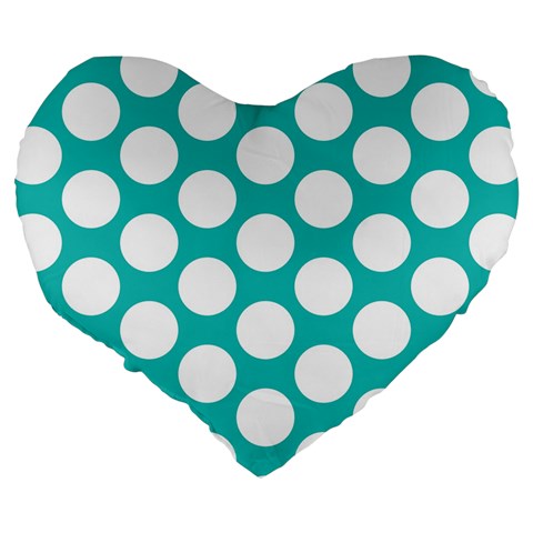 Turquoise Polkadot Pattern 19  Premium Heart Shape Cushion from ArtsNow.com Back