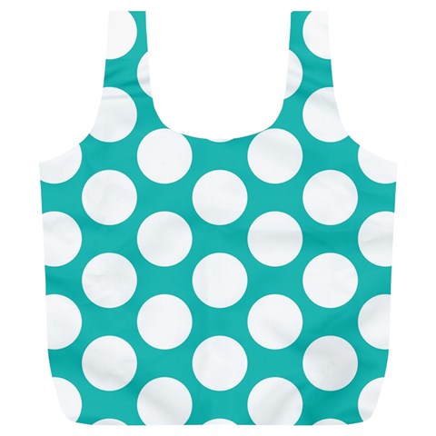 Turquoise Polkadot Pattern Reusable Bag (XL) from ArtsNow.com Back