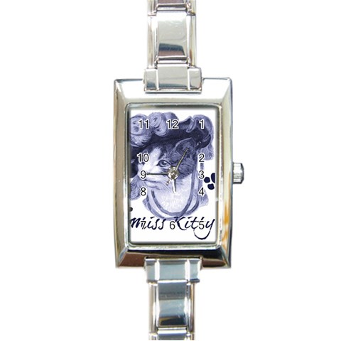 Miss Kitty blues Rectangular Italian Charm Watch from ArtsNow.com Front