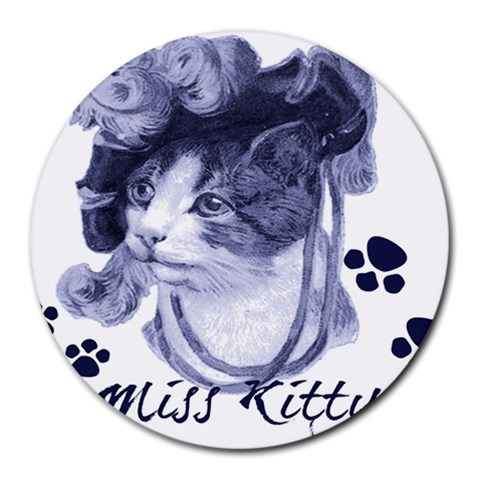 Miss Kitty blues 8  Mouse Pad (Round) from ArtsNow.com Front