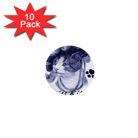 Miss Kitty blues 1  Mini Button (10 pack) from ArtsNow.com Front