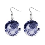 Miss Kitty blues Mini Button Earrings