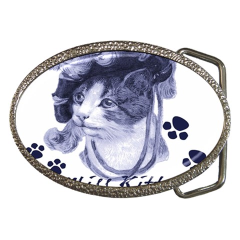 Miss Kitty blues Belt Buckle (Oval) from ArtsNow.com Front