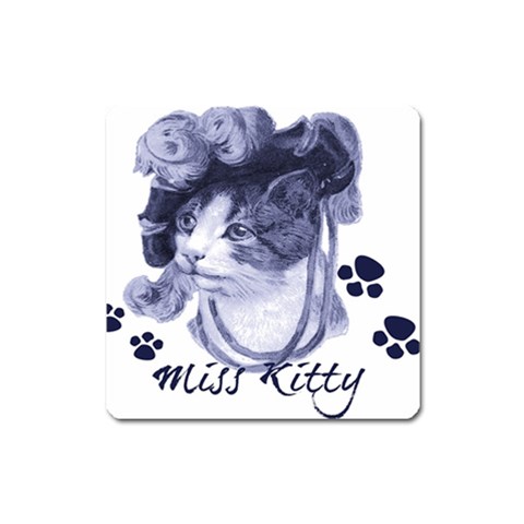 Miss Kitty blues Magnet (Square) from ArtsNow.com Front