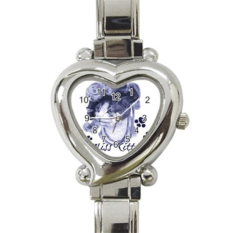 Miss Kitty blues Heart Italian Charm Watch  from ArtsNow.com Front