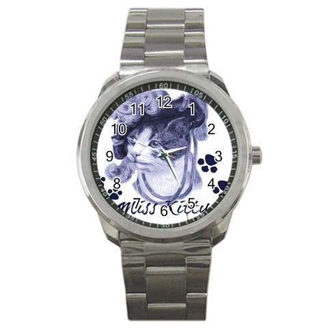 Miss Kitty blues Sport Metal Watch from ArtsNow.com Front