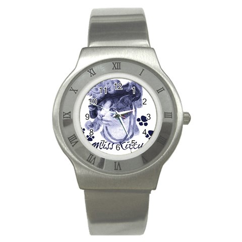 Miss Kitty blues Stainless Steel Watch (Slim) from ArtsNow.com Front