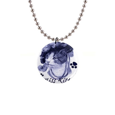 Miss Kitty blues Button Necklace from ArtsNow.com Front