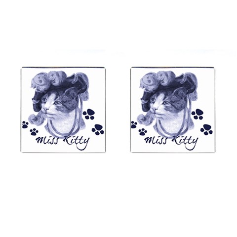 Miss Kitty blues Cufflinks (Square) from ArtsNow.com Front(Pair)