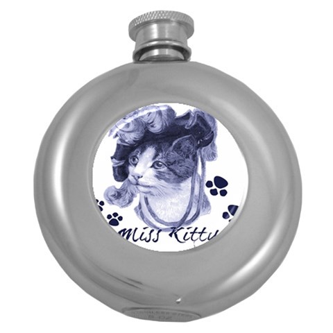 Miss Kitty blues Hip Flask (Round) from ArtsNow.com Front