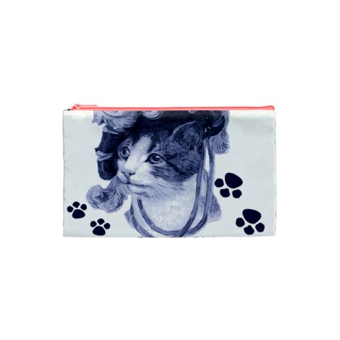 Miss Kitty blues Cosmetic Bag (Small) from ArtsNow.com Front