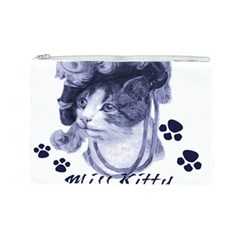 Miss Kitty blues Cosmetic Bag (Large) from ArtsNow.com Front