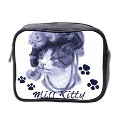 Miss Kitty blues Mini Travel Toiletry Bag (Two Sides) from ArtsNow.com Front